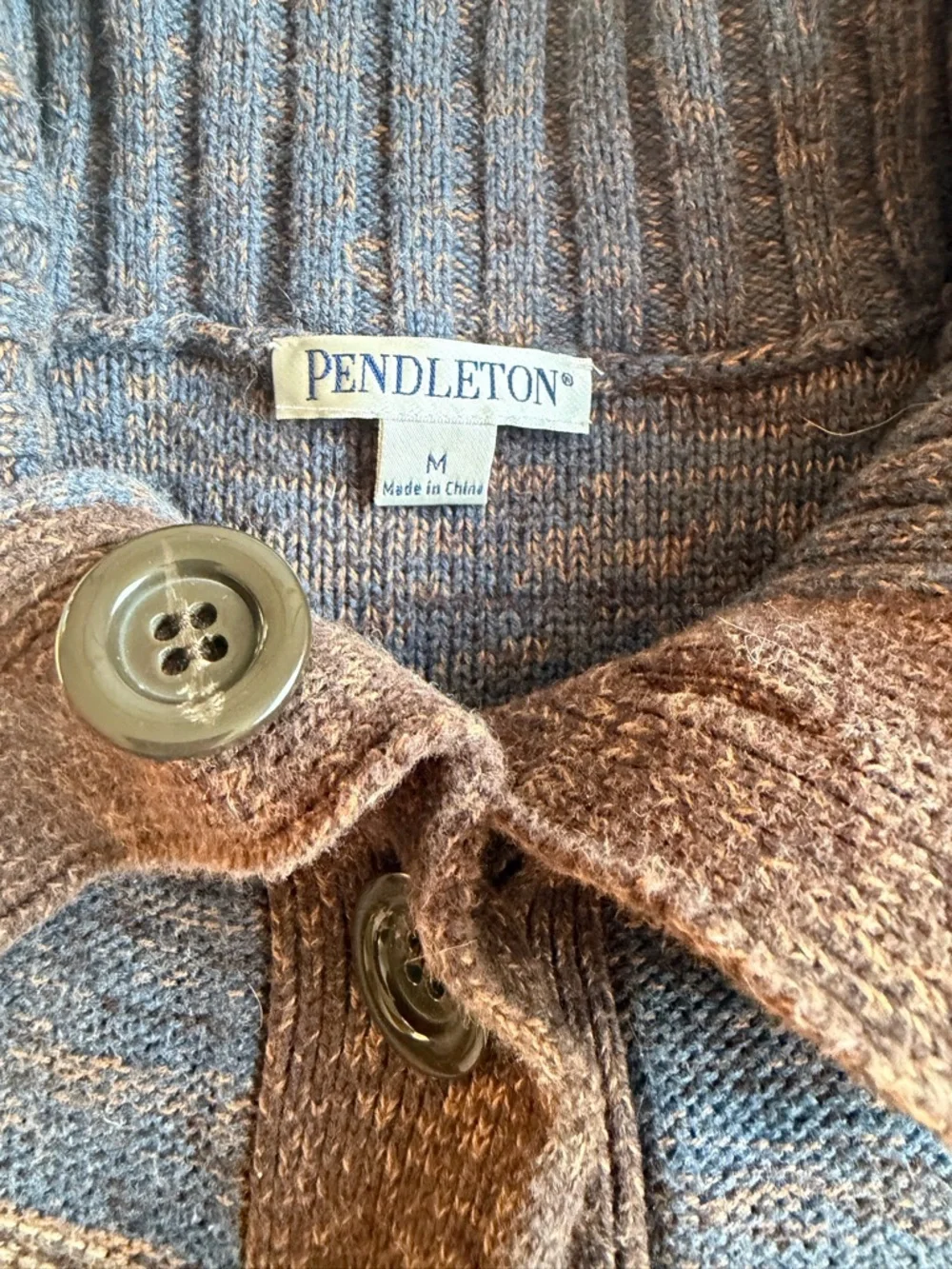 Pendleton Beautiful Brown and Blue Ribbed Button Cardigan - Picture 5 of 8